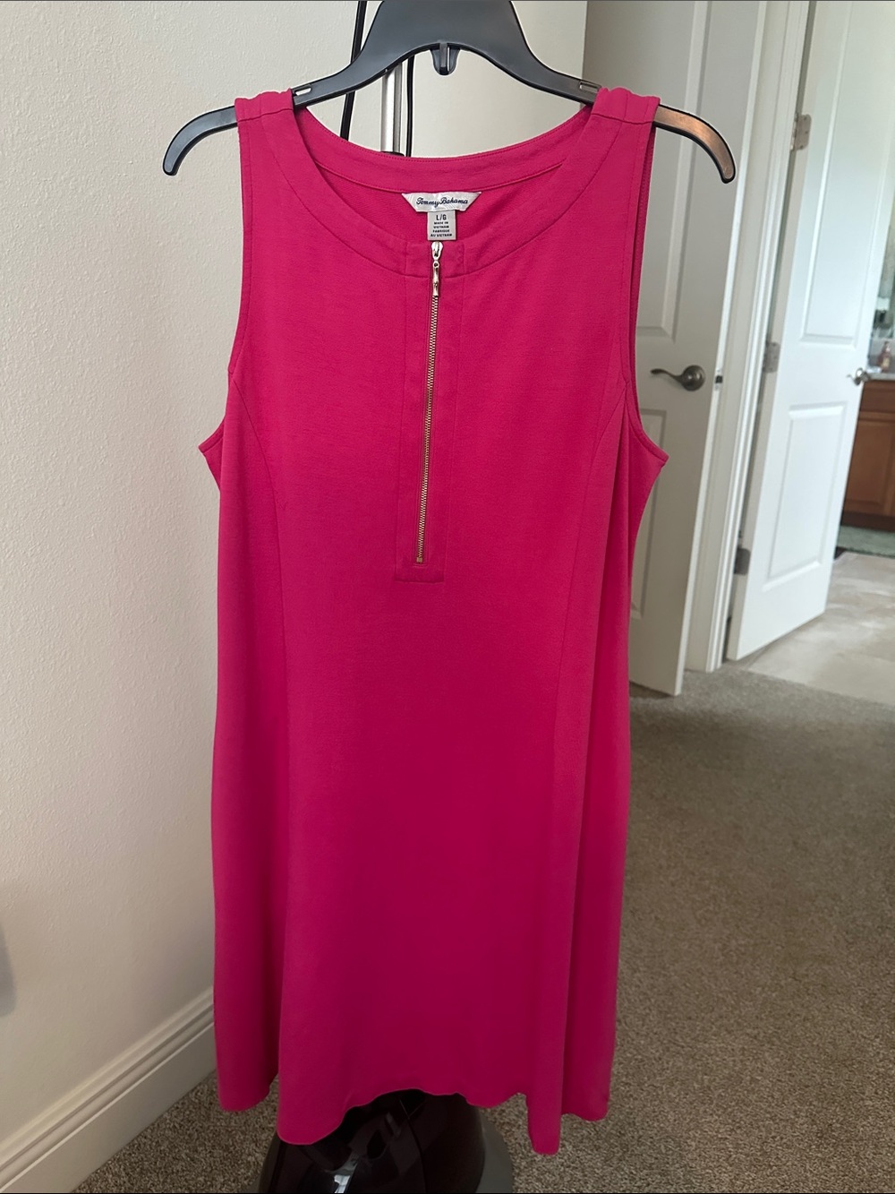 Tommy Bahama Hot Pink Sleeveless Zip-Front Shift Dress